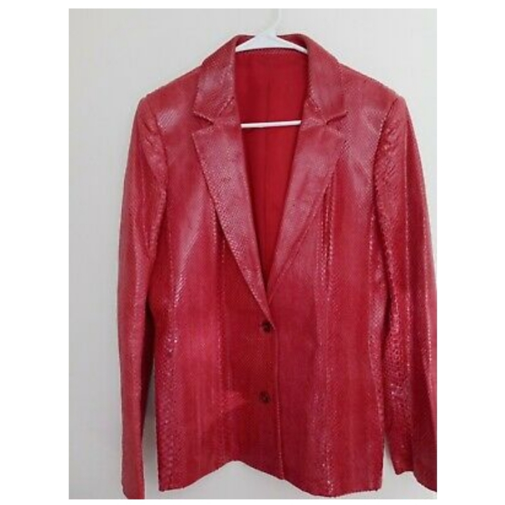 Vintage jacket Red Snakeskin lined Women's Sz 8/10